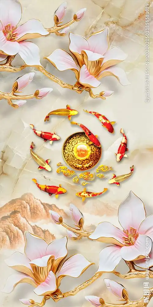 九鱼聚财风水画图片