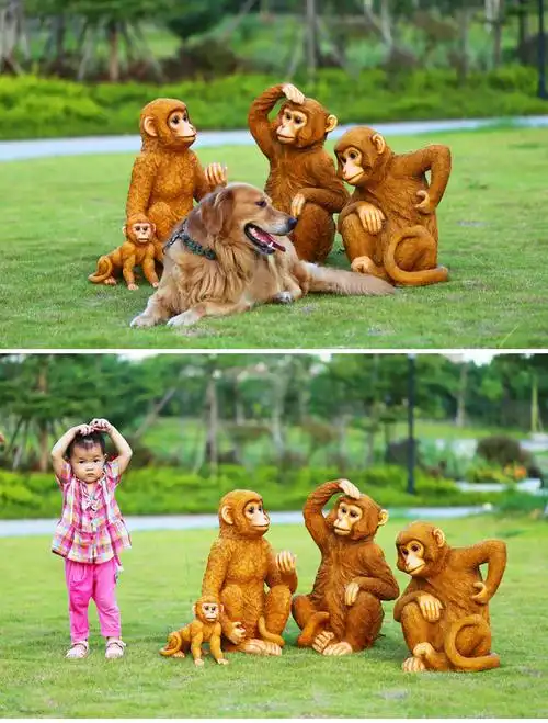 仿真金丝猴摆件玻璃钢小猴子动物树脂花园林假山景观装饰雕塑模型