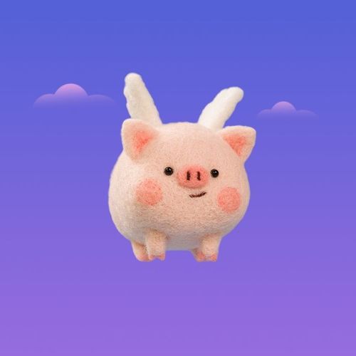 挂件羊毛毡戳戳乐小飞猪材料包diy手工自制祈福平安飞天小猪车摆挂件