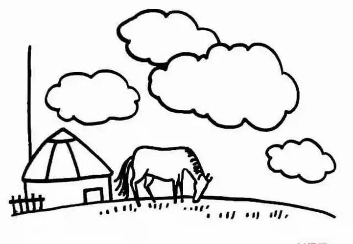 草原蒙古包简笔画