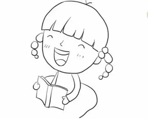 看书的小女孩简笔画漂亮可爱