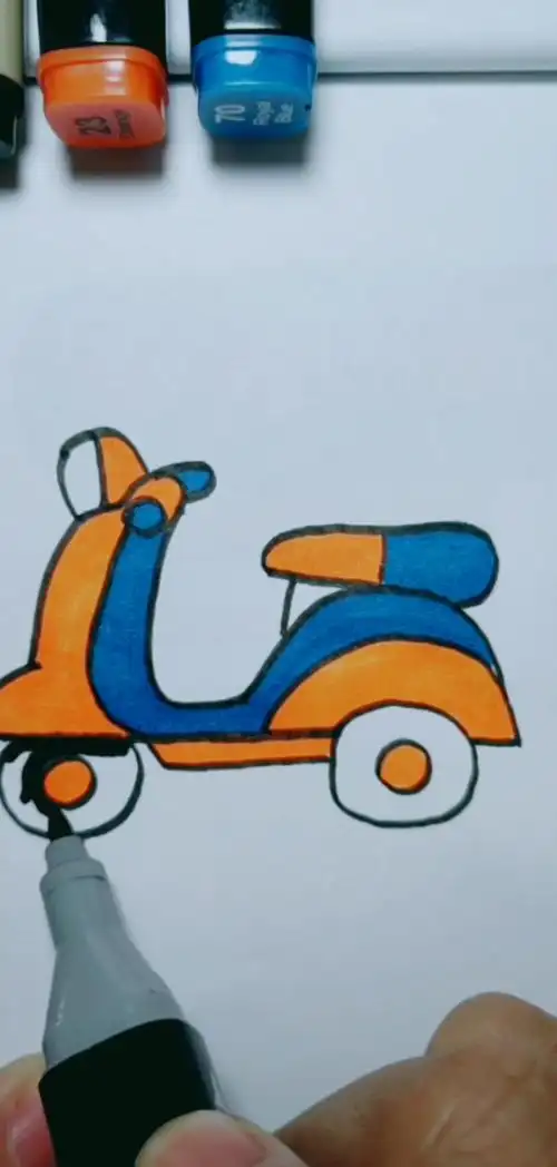 简笔画教程#电动摩托车画法-度小视