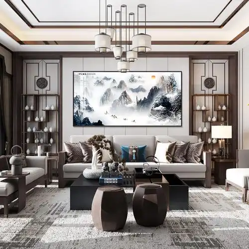 艺美吉舍 客厅装饰画沙发背景墙山水画现代简约风景挂画新中式书房