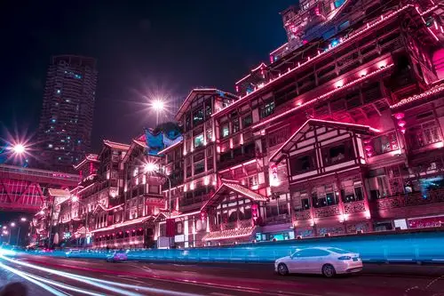 重庆洪崖洞夜景冷暖色调