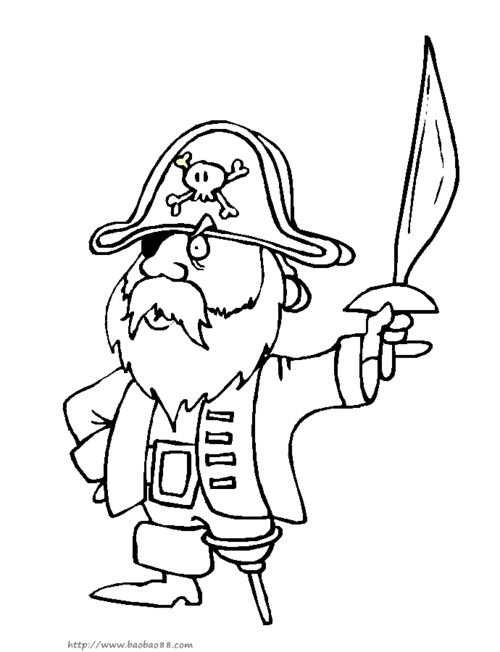 海盗简笔画[12p]_人物简笔画(涂色图片)_宝宝吧