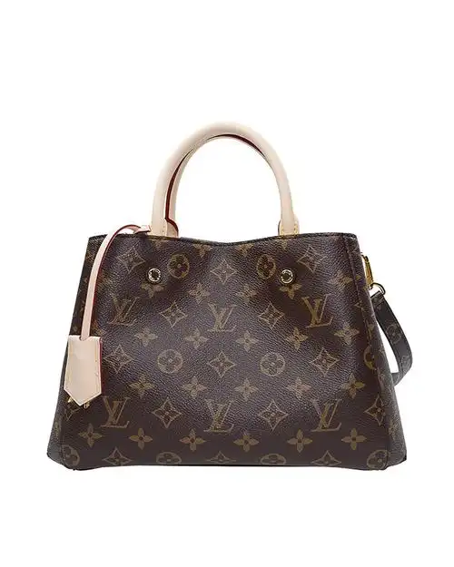 法国louisvuitton路易威登montaigne系列棕色老花皮革女士手提斜跨包m