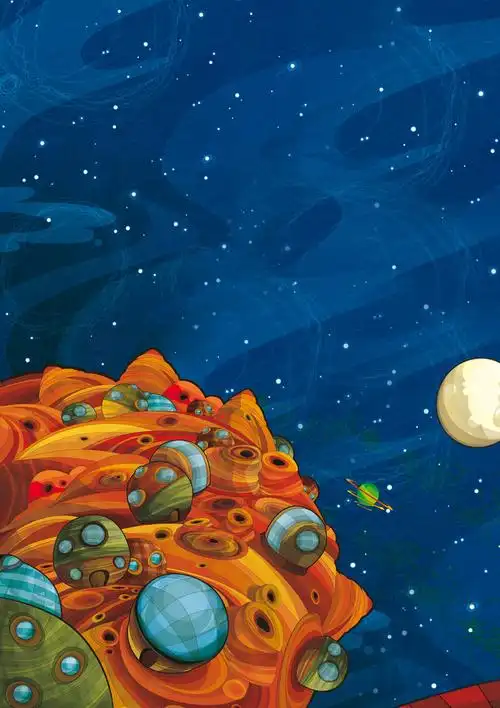 卡通,太空,外国,文明,天文,插画,高兴,有趣,传统,孩子,场景,不同