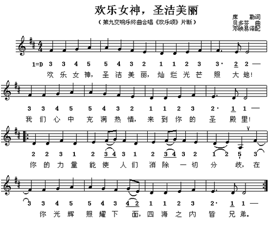 欢乐女神简谱欢乐女神简谱