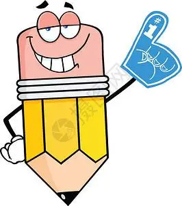 使用泡沫手指微笑的粉笔卡通字符图片素材