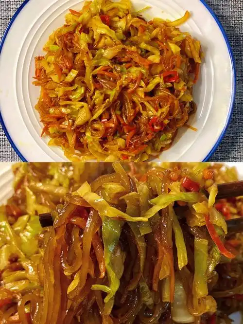 超级下饭的家常小炒菜包菜炒粉丝