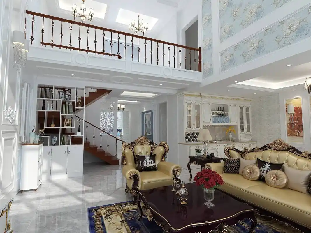 220平别墅简欧跃层吊顶装修效果图