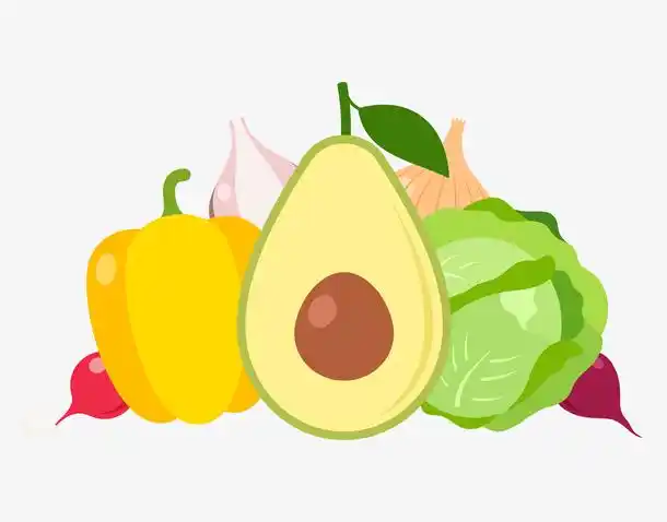 手绘一堆水果蔬菜