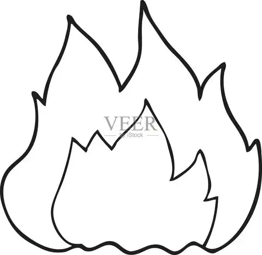 黑白卡通火插画图片素材