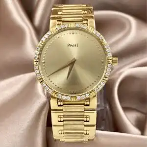 piaget伯爵手表二手女正品 二手女士18k纯金镶钻正品瑞士石英女表