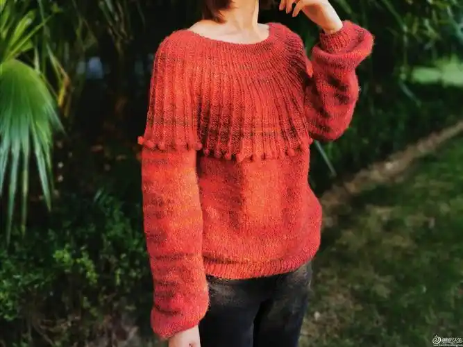 棒针编织女士育克插肩毛衣 欧美图解翻译女士棒针育克圆肩毛衣卡里布