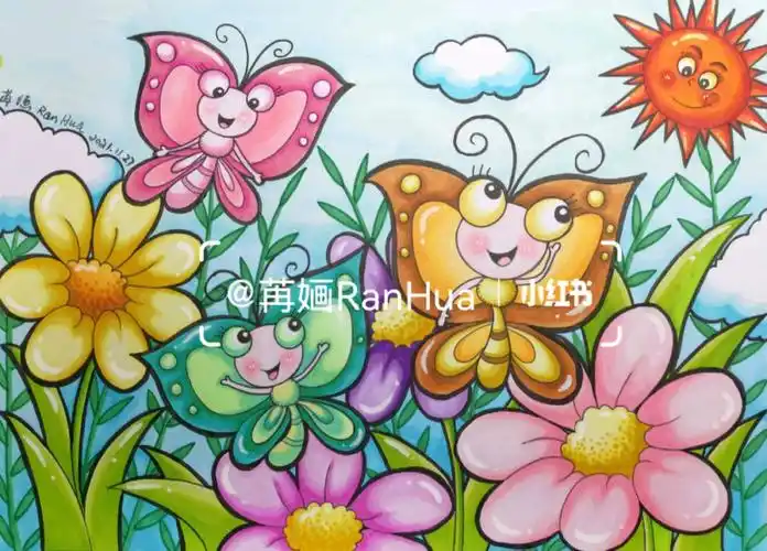 马克笔儿童画蝴蝶2