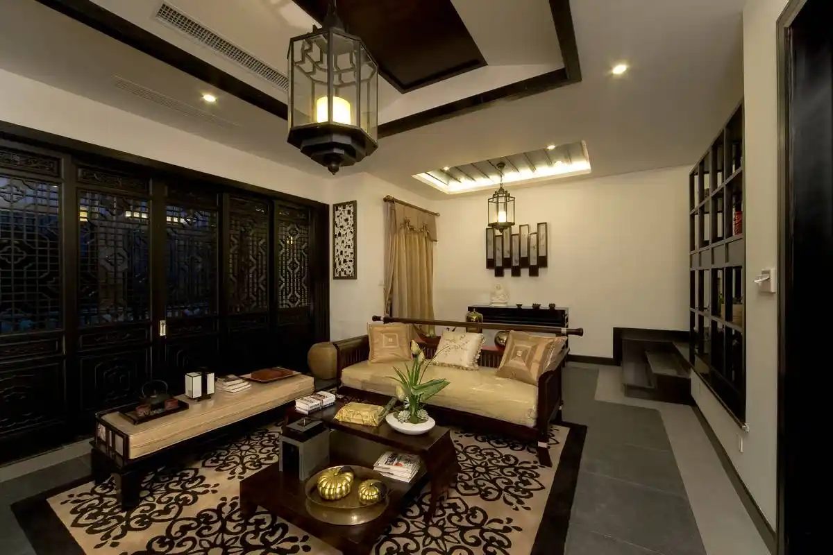 二居室中式风格客厅装修效果图