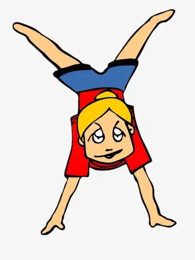 勇敢倒立的小女生png素材