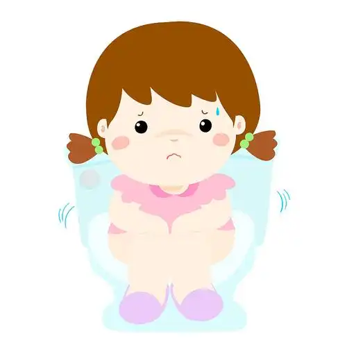 可爱的女孩坐在马桶上拉肚子图片素材