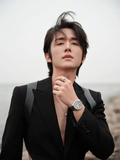 张新成深v露背西装##张新成走红毯时穿了打底##明星品质盛典造型图