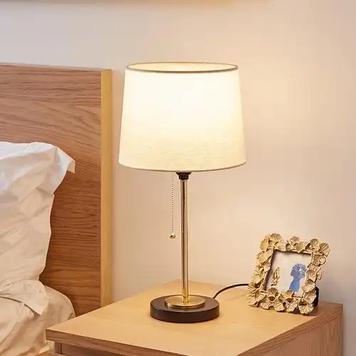 烨上现代时尚轻奢台灯卧室床头房间装饰带顶盖温馨简约灯具220