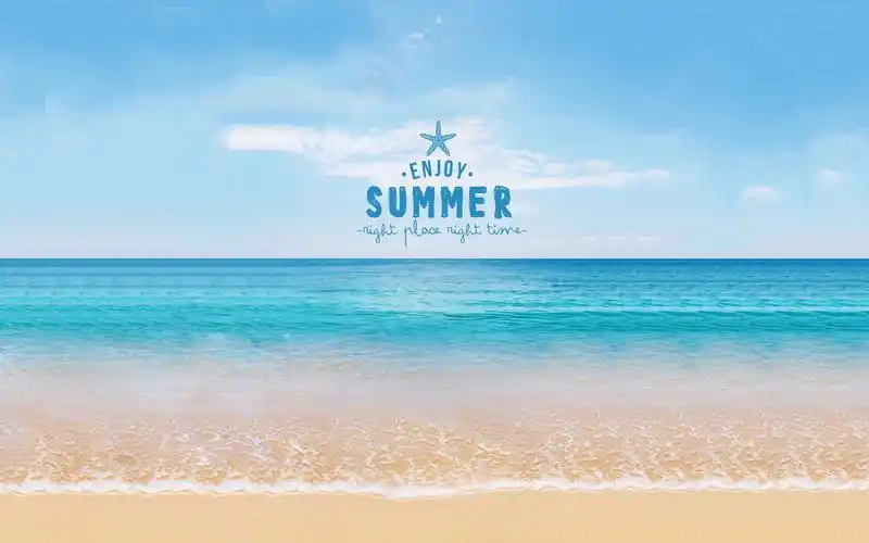 夏天,summer,享受,凉爽,海边,海浪,沙滩,简约,文字夏天壁纸图片