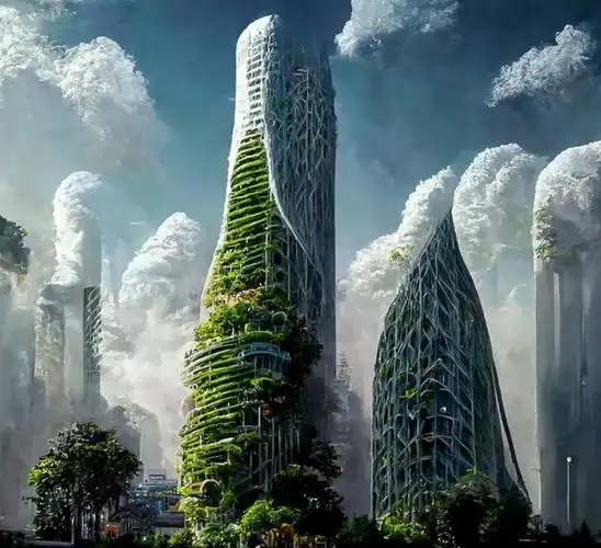 ai x future cities项目使用midjourney来想象可持续建筑在完美的未来