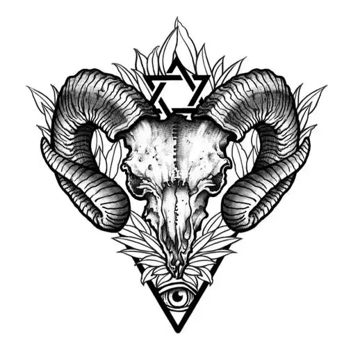 大连纹身  ###大连纹身师  #纹身设计  #羊头纹身  #六芒星纹身