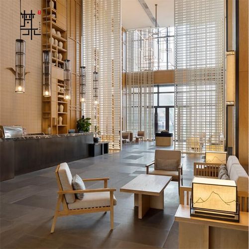 酒店家具宾馆 新中式民宿实木沙发原木色酒店大堂大厅休息区接待 单人