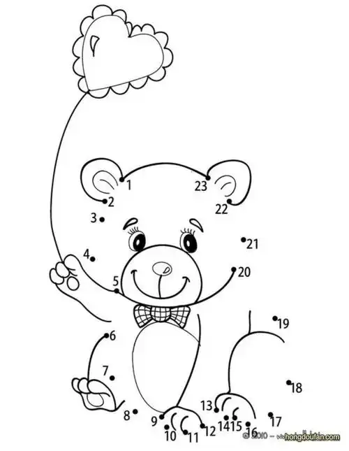趣味连线游戏图片下载拿着气球的可爱小熊简笔画大全