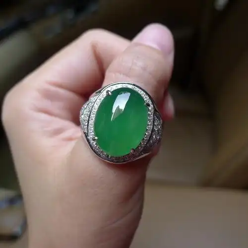 阳绿 满绿 翡翠 戒指 男戒_7折现价1898元