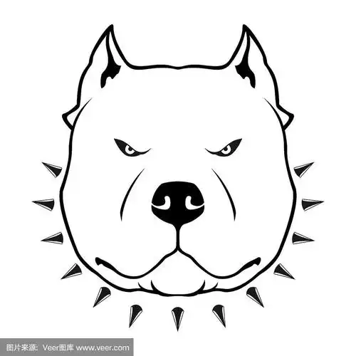 美国恶霸狗的标志.恶霸的头戴着带尖钉的项圈.