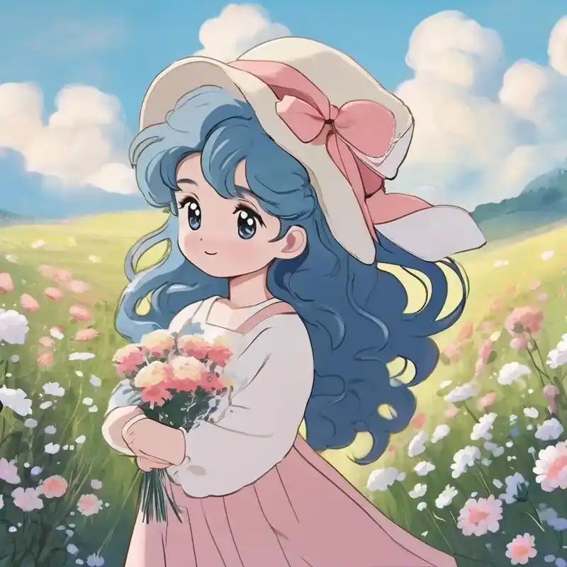 q版人物捧花少女可爱.#这画是用了亿点点魔法吧 #二次元ai - 抖音