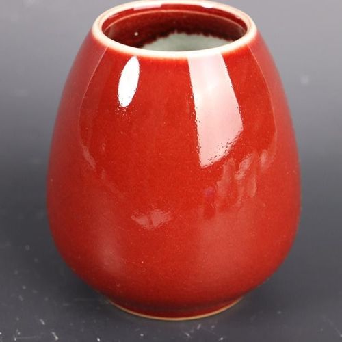 清乾隆郎红釉小福筒纯手工柴窑博物馆老货瓷器家居中式摆件古玩收