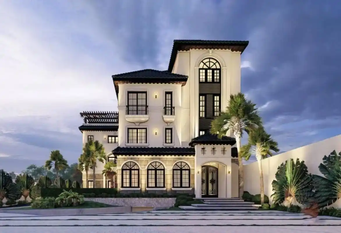 地中海风格的大别墅.别墅设计|四层占地300平热带简欧自建别 - 抖音