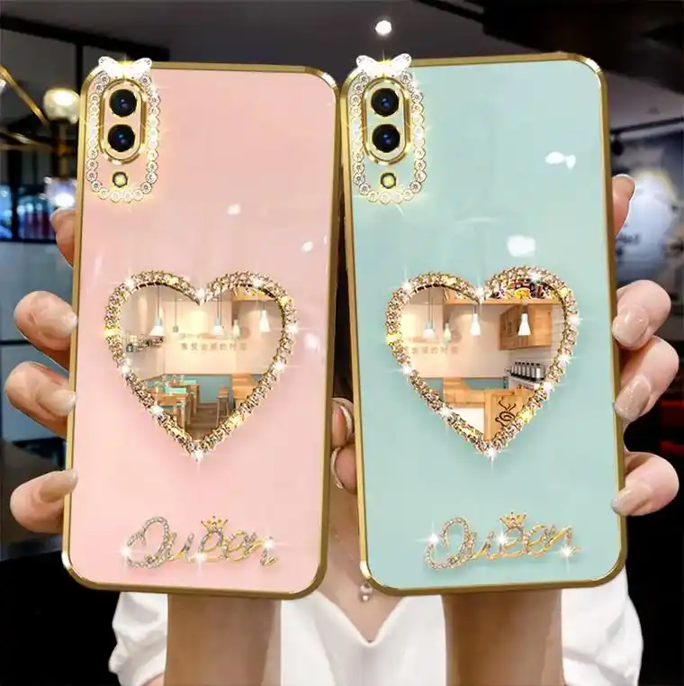 这个vivo x23手机壳真的太美了!镶钻的爱心和镜子镜头设 - 抖音