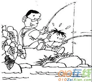 一年级看图写话练习:父子俩钓鱼