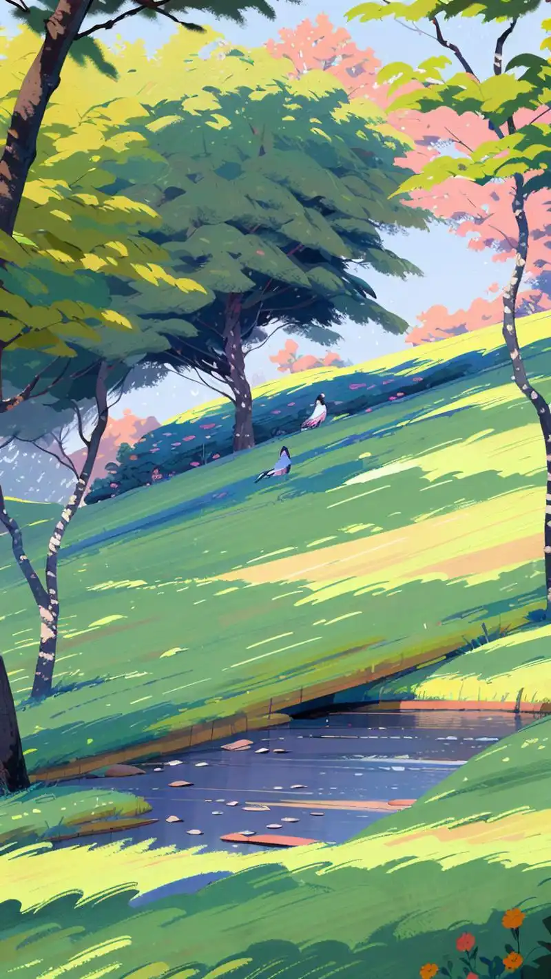 🌳手绘森林壁纸,清新又治愈🍃 手绘的森林壁纸真的太美啦😍!