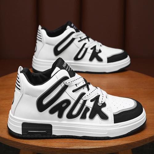 透气高帮鞋男鞋学院风运动休闲板鞋新款秋季潮流百搭小白鞋子男款