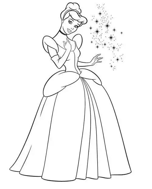 灰姑娘穿礼服简笔画