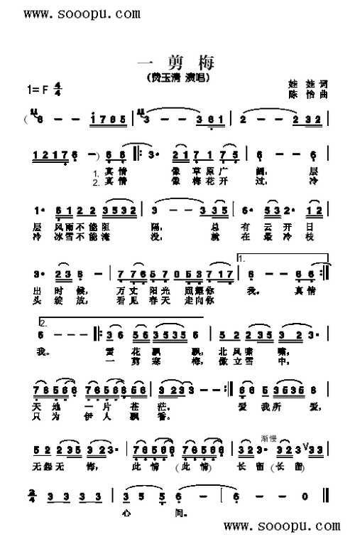 c调葫芦丝一剪梅简谱