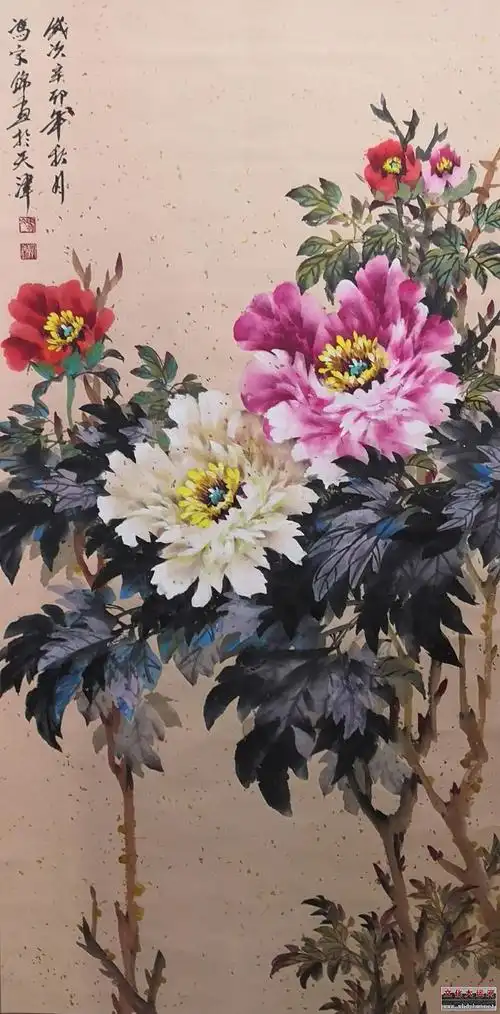 冯字锦牡丹画作品