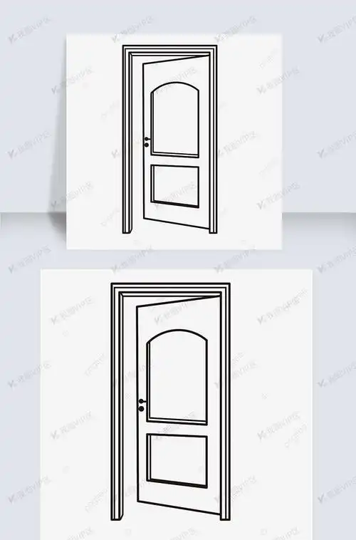 草图线稿打开门展示doorbla