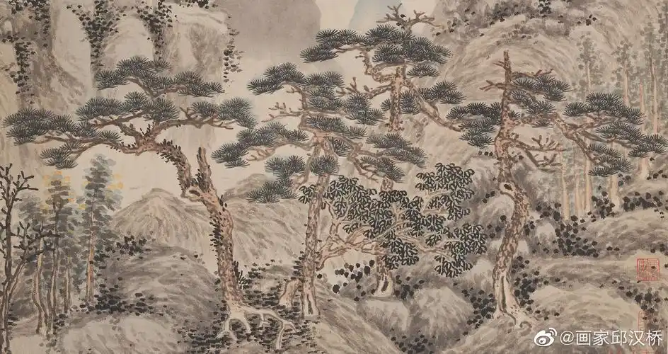 四松图明代沈周水墨设色纵603厘米横154厘米