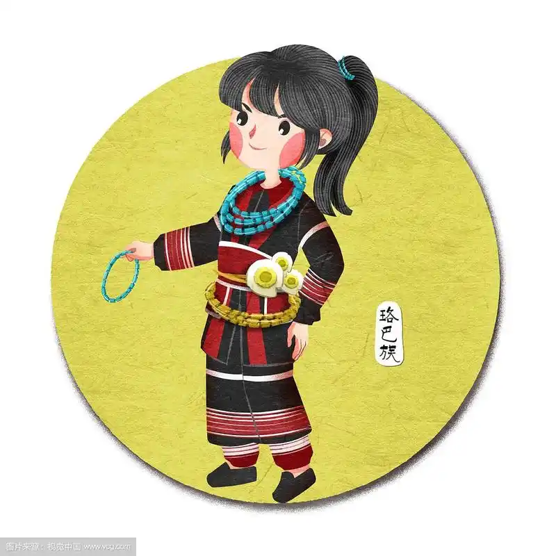 中国五十六个民族珞巴族人物插画