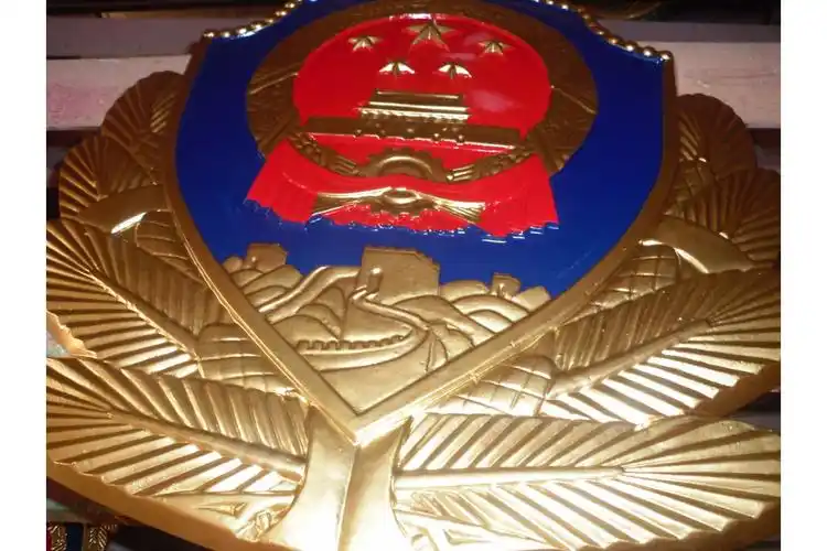 山东新泰市5米贴金党徽国徽