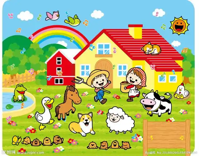 卡通可爱动物牧场图片