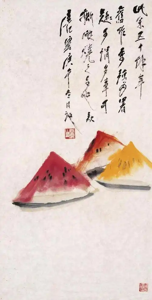 国画中的西瓜:消暑解馋,垂涎欲滴!