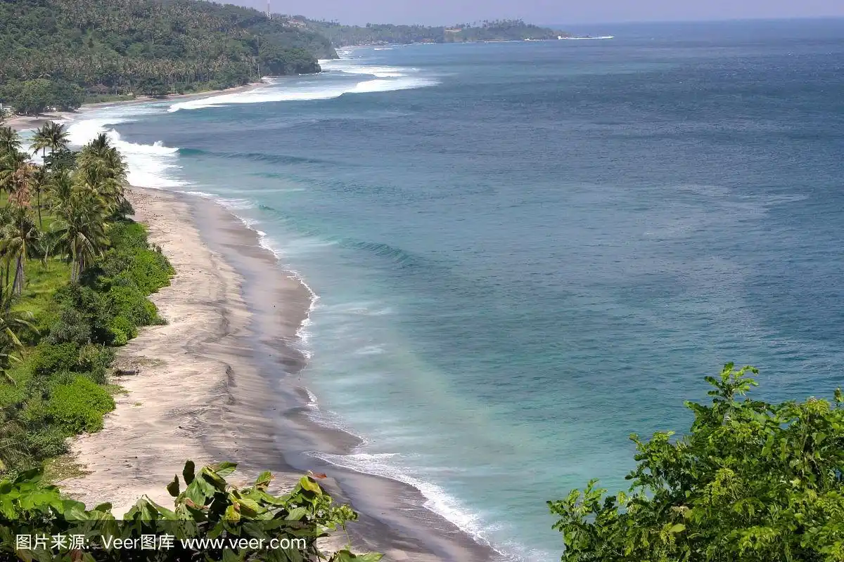 龙目岛,悬崖,波浪,海滩,龙目海峡