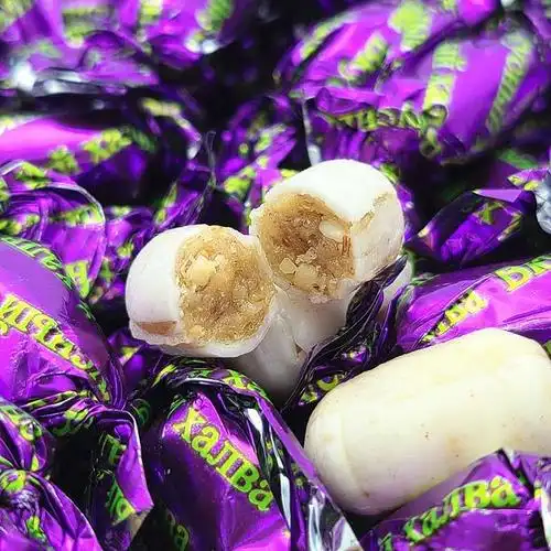 俄罗斯紫皮小酥糖混合味酥糖休闲零食婚庆喜糖大虾酥糖500g